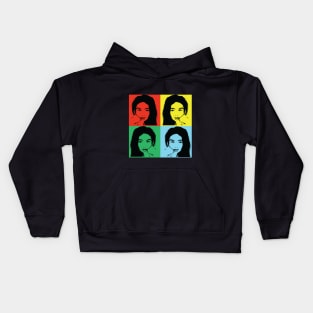 An Asia woman in black . Kids Hoodie